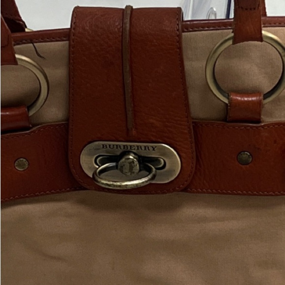 RARE BURBERRY  Brown and Tan Leather Tote GREAT PRICE